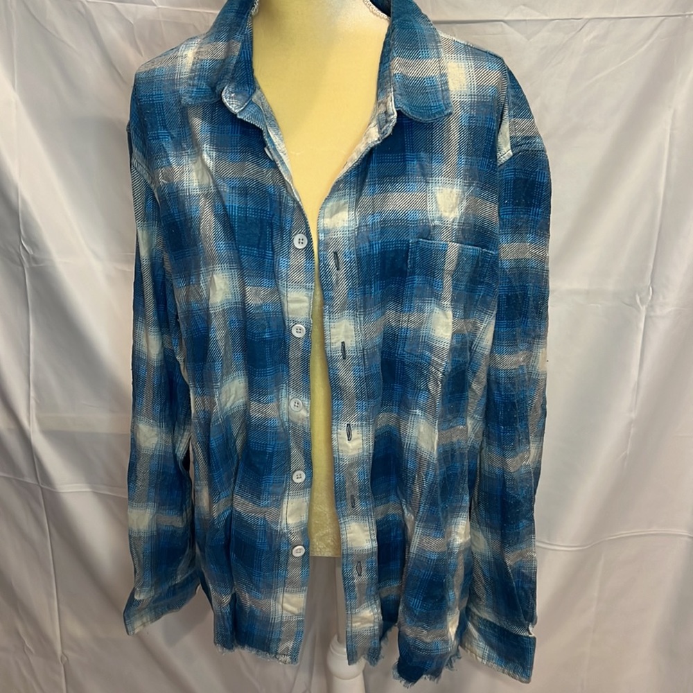 Urban Outfitters Men’s Large Bright Blue Flannel 100% cotton XL - Picture 2 of 7